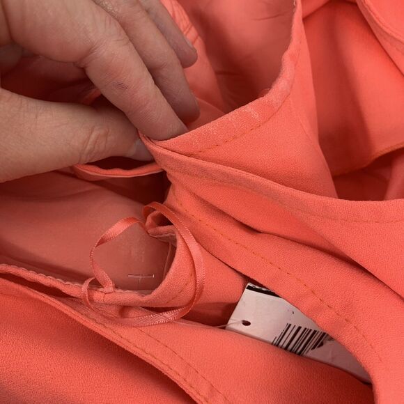 Trina Turk Size 4 Jumpsuit Josephine Coral Ruffle Cold Shoulder Trouser Coral - Picture 12 of 12